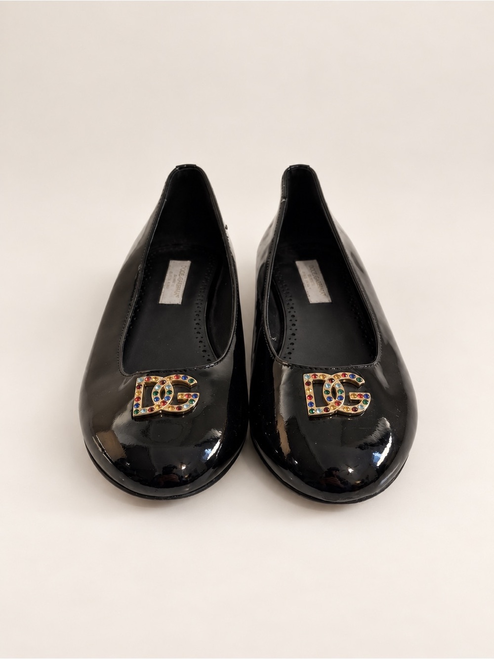 Dolce & Gabbana Girls Bambino Jeweled DG Ballet Flats